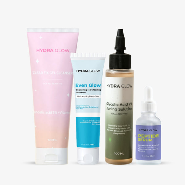 Face wash, Peptide Serum, Toner And Even glow Bundle